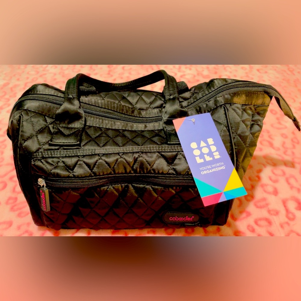 Caboodles Quilted Black Cosmetic Bag Organizer